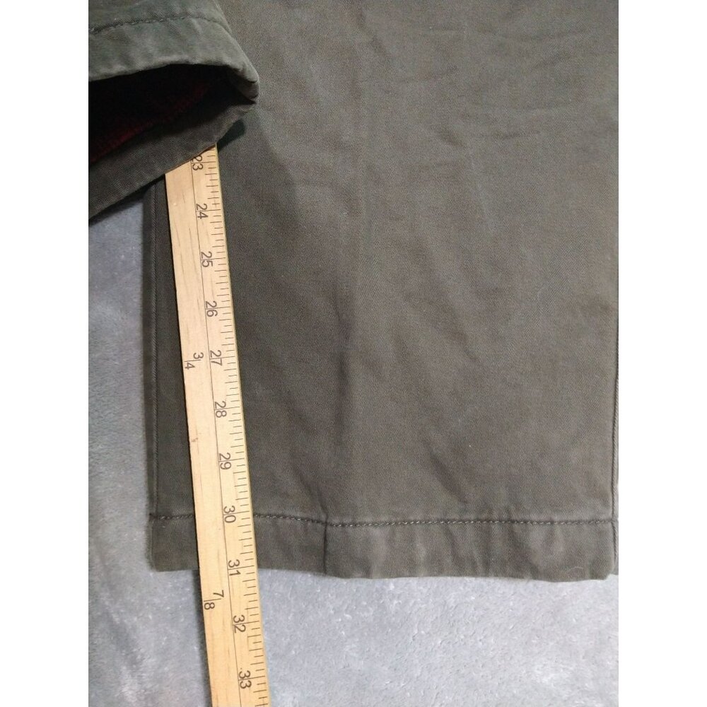 Woolrich Jeans Mens 44 x 31 Green Flannel Lined Chino High Rise Tapered Leg - Picture 6 of 10